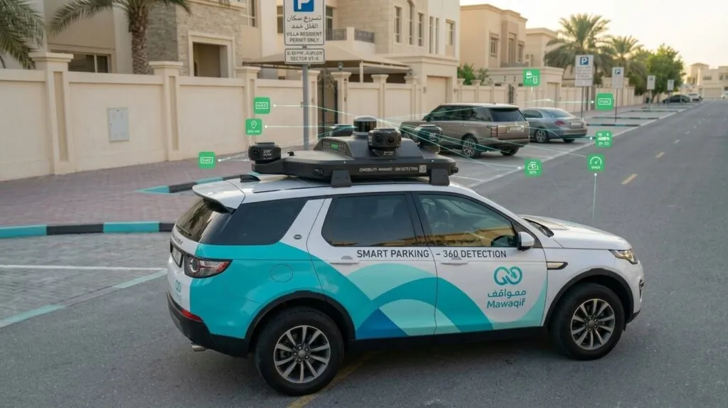 How the Mawaqif Abu Dhabi smart parking cars detect parking payment and give fine?